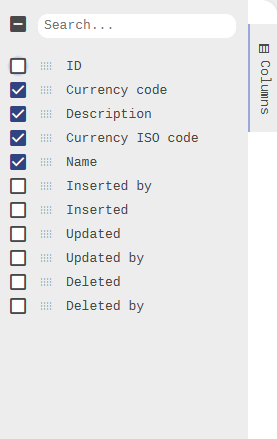CTM column menu